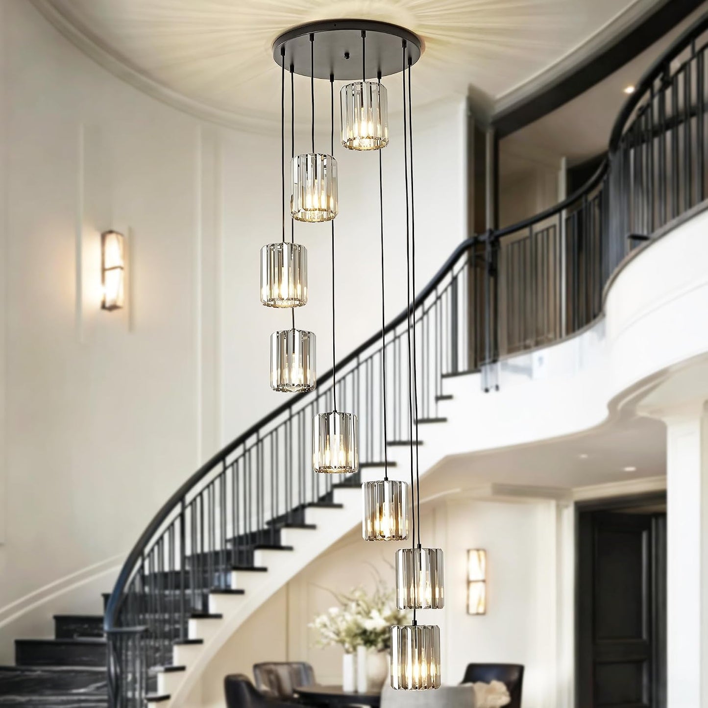 Candelabros cristal moderno 8 luces para techo alto