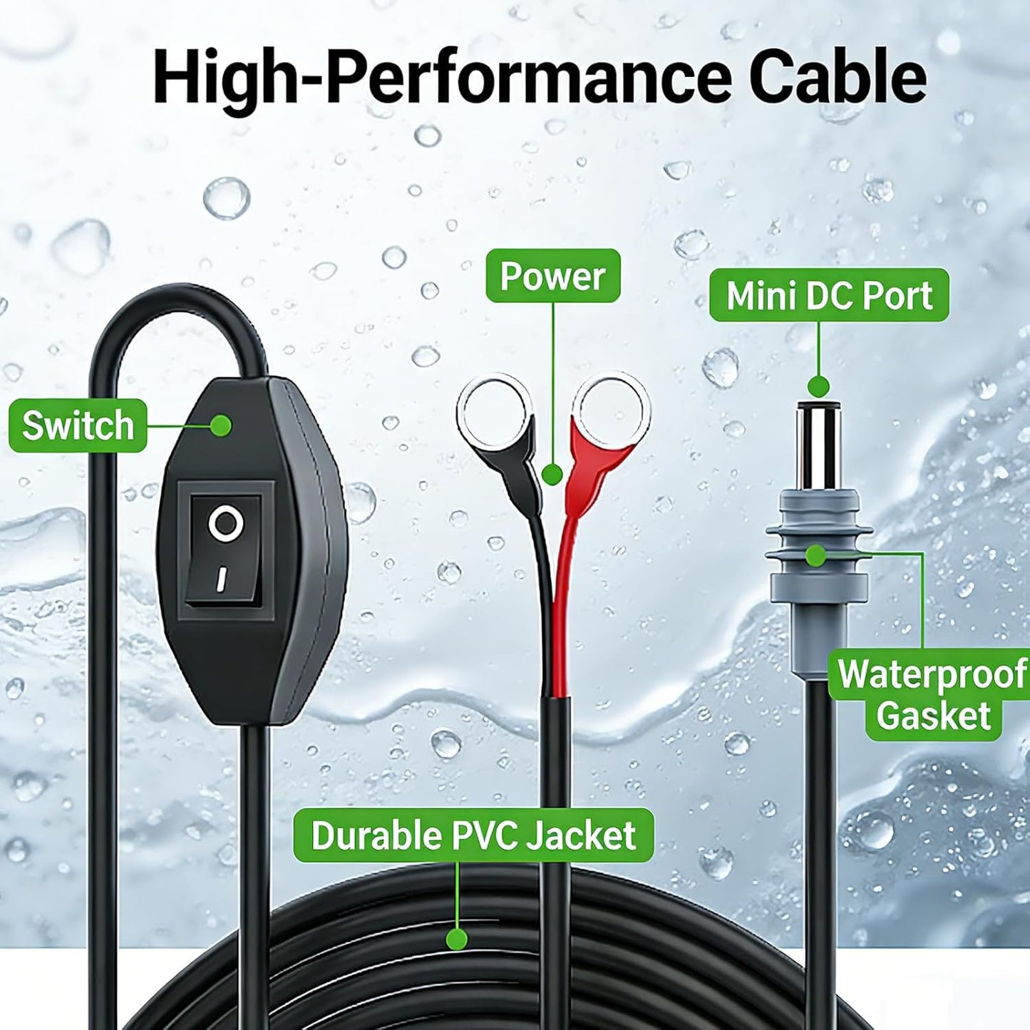 Cable carga Starlink mini 9.8pies con junta tórica