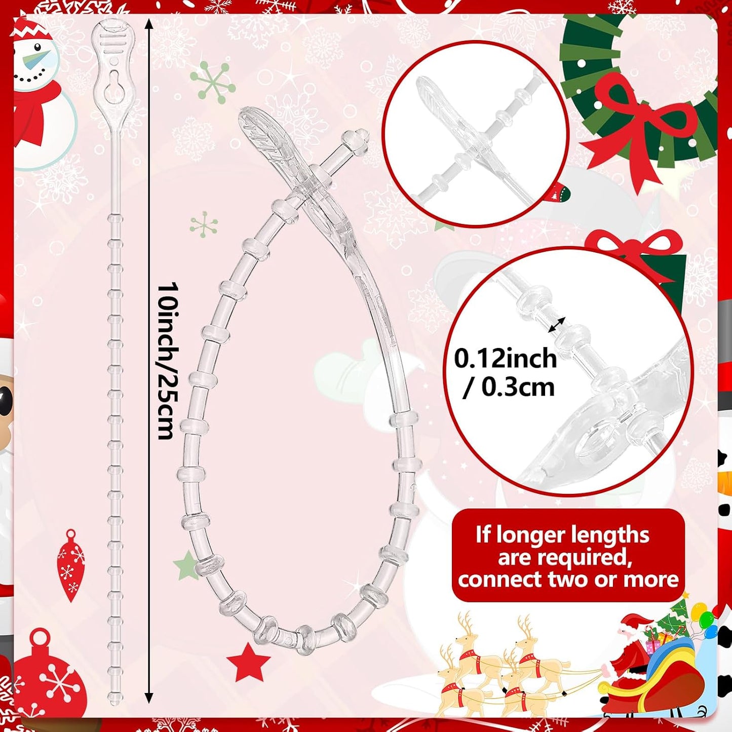 Lazo Navidad Plástico 10pulg Reutilizables Antiarañazos