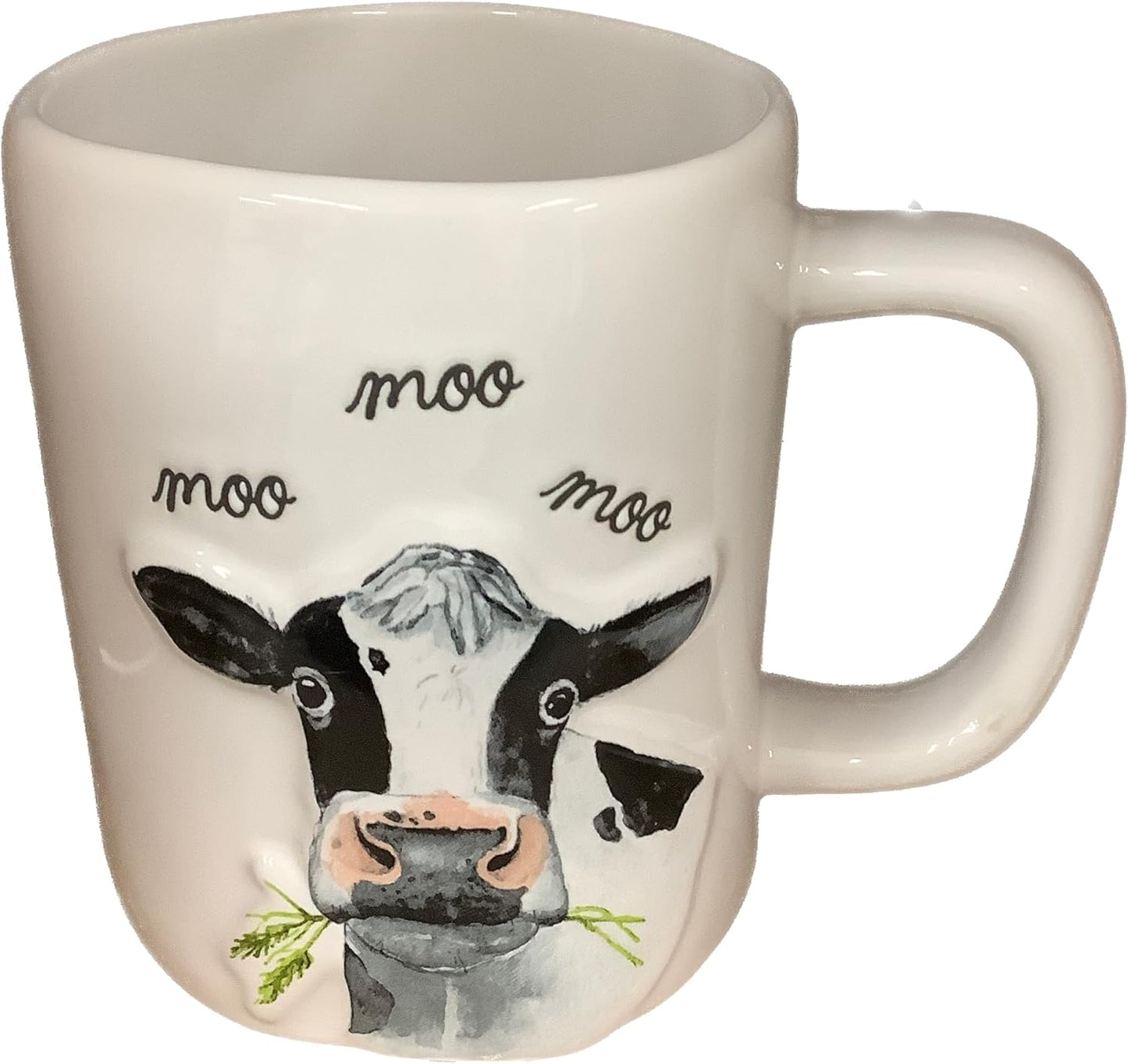 Taza de café Rae Dunn con diseño de vaca Moo Moo