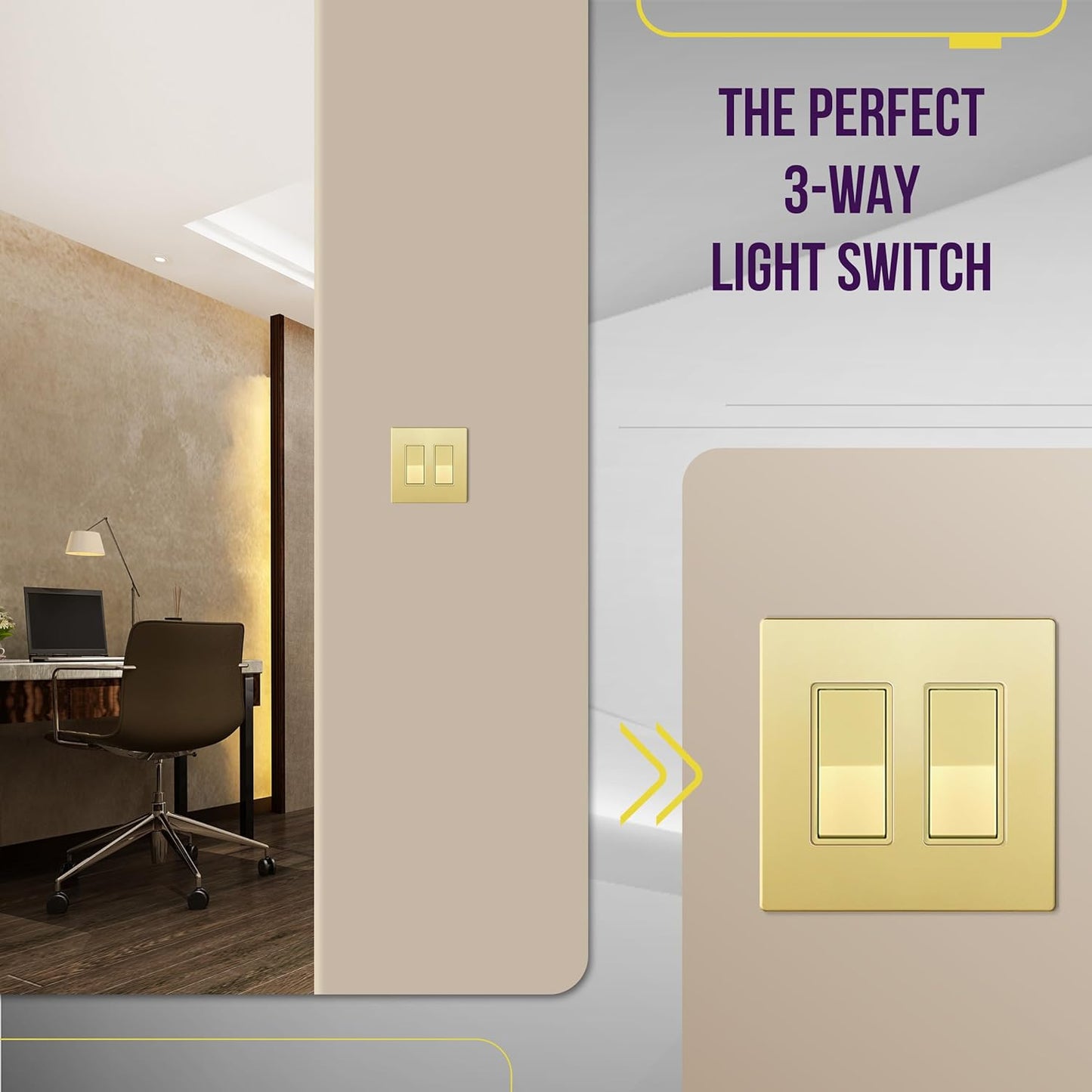 Interruptor luz paleta decorativa 3 vías 15A 120V