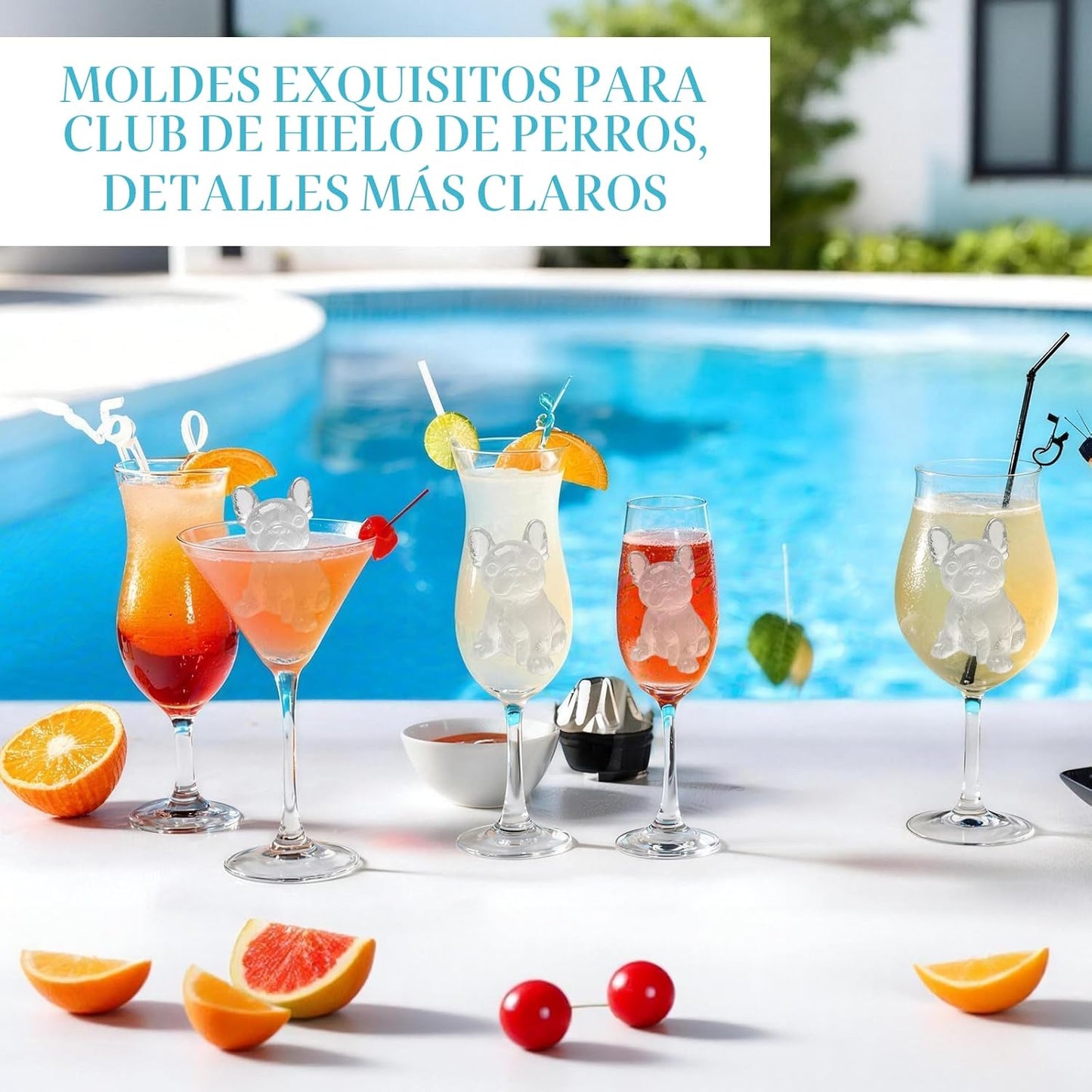 2 Moldes Silicona Cubos Hielo Forma Bulldog 3D