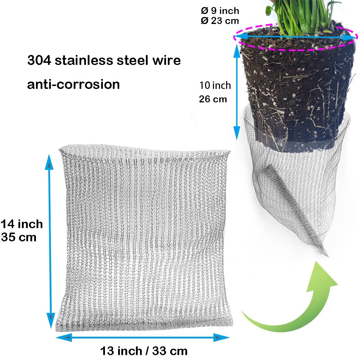 5 Cestas Alambre 3gal Protege Plantas de Topos