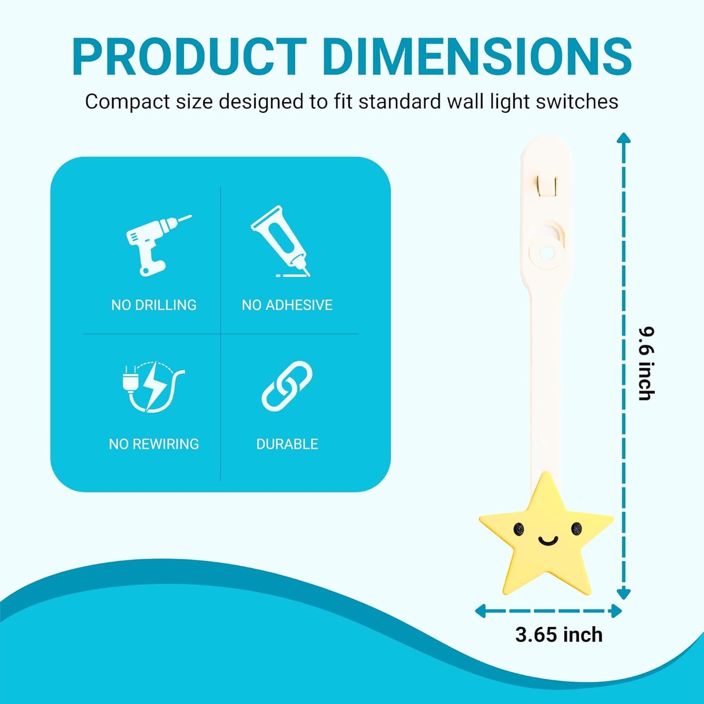 Extensor interruptor luz estrella amarilla para niños