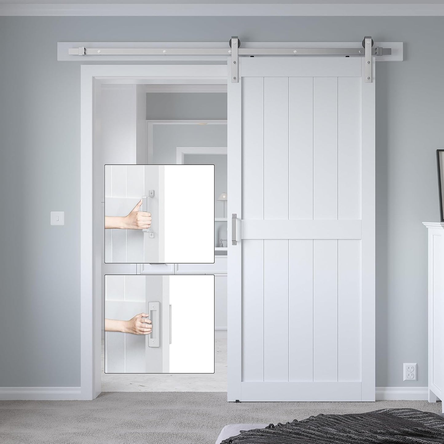 Puerta corredera granero 36x84pulg blanca níquel