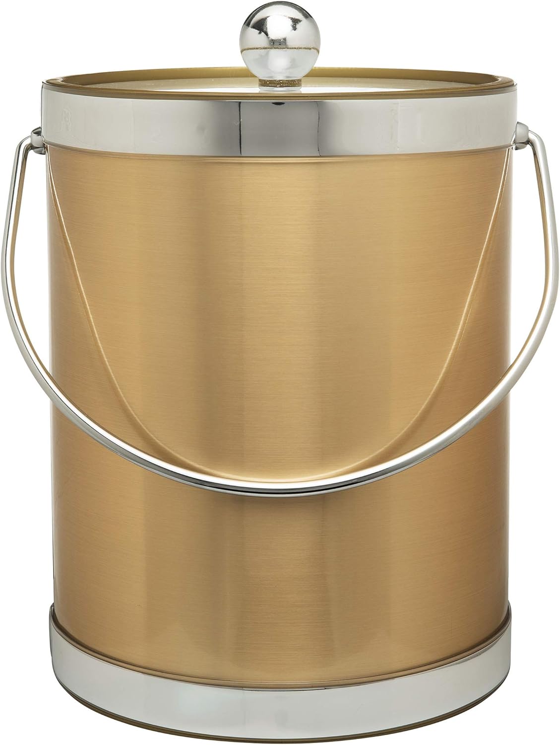 Cubo Hielo Aislado Doble Pared con Pinzas 5qt Oro Plata