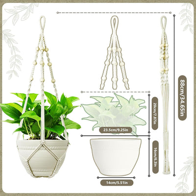 Cesta colgante macramé para plantas 3-15pulg decoración bohemia