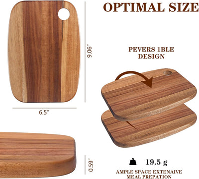 Tabla de cortar de madera de acacia para cocina con colgante 9 x 6.5