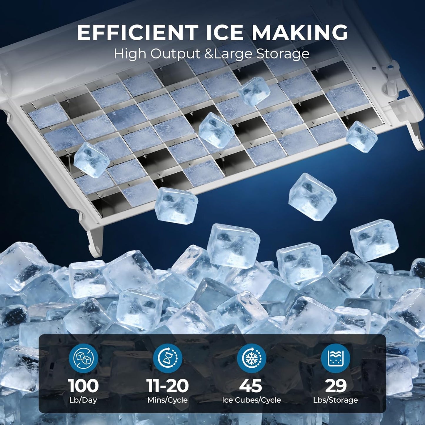 Máquina de hielo comercial COWSAR 100 libras/24 horas