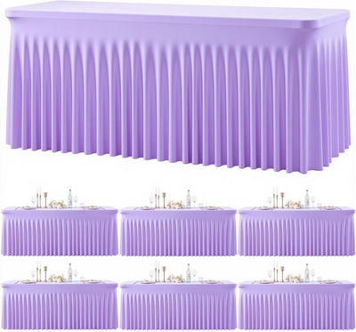 6 Manteles Morados Elastano para Mesas Rectangulares 8ft
