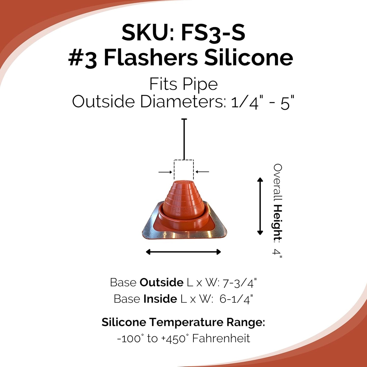 Silicón cuadrado techo flexible para tubería 1/4-5"