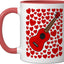 Taza cerámica ukulele con corazones rojo/blanco