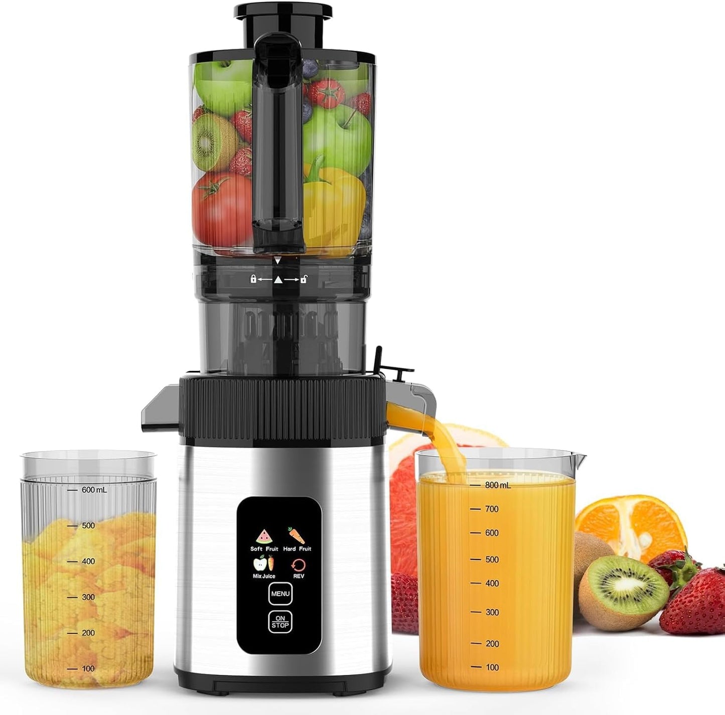 Exprimidor acero inox 300W canal 4.35pulg inverso