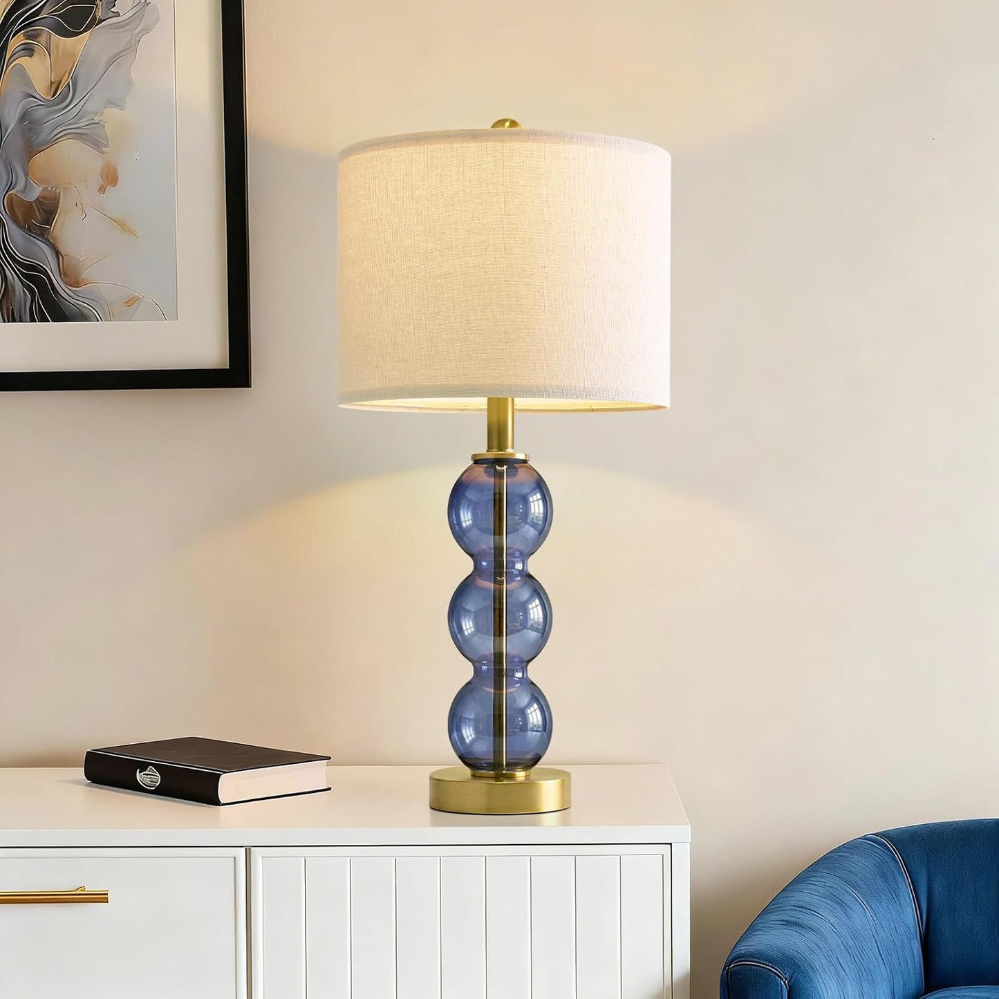 Lámparas mesa modernas vidrio 25pulg USB dormitorio sala