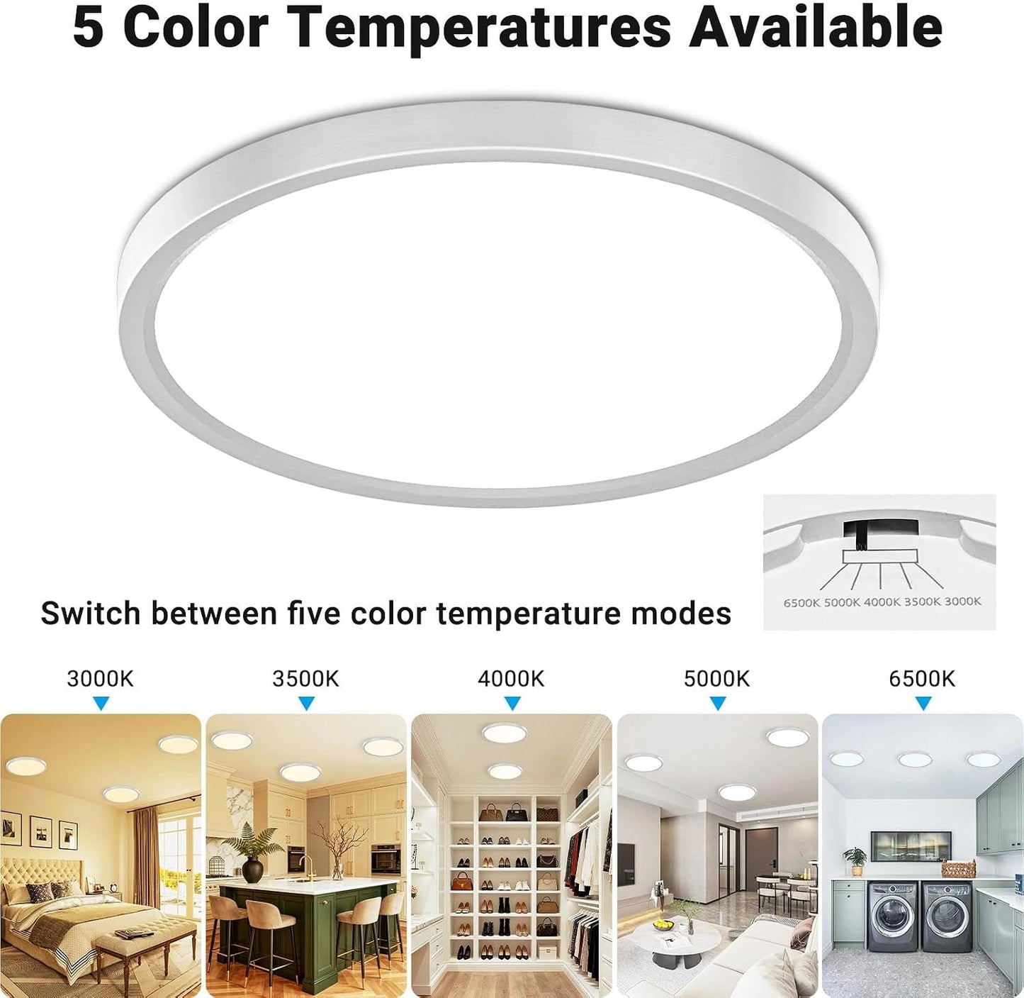 2 Luces LED Techo 7" 15W 5 Temp Color