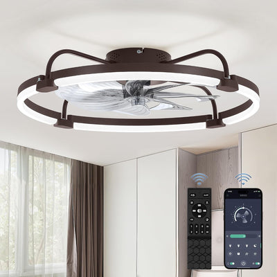 Ventilador techo bajo 24pulg luz LED 6 vel marrón