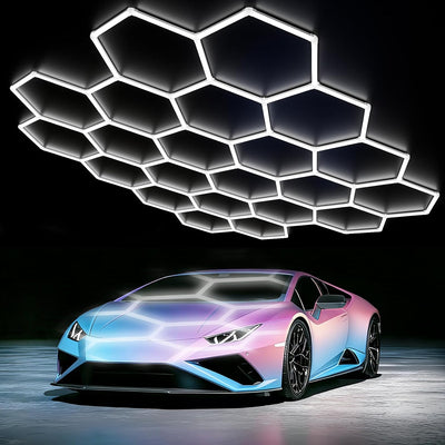 Luz garaje LED hexagonal 22 luces 89400LM para gimnasio