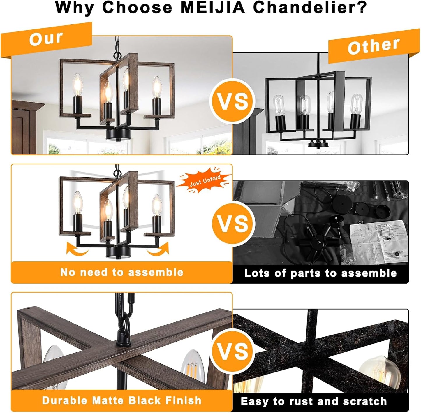 Candelabro enchufable 4 luces geométricas 15ft para comedor sala