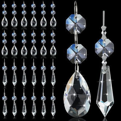 24 Pzas Candelabros Cristal 1.496pulg Forma Lágrima