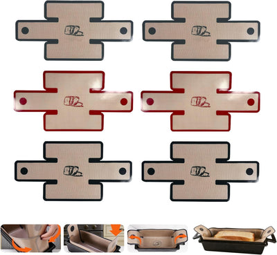 Paquete de 6 forros de silicona para pan 9 x 5, 9.5 x 5 y 10 x 5 pulgadas