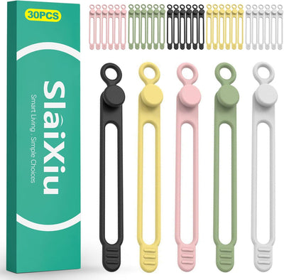 30 Bridas Silicona Organizador Cables 5 Colores
