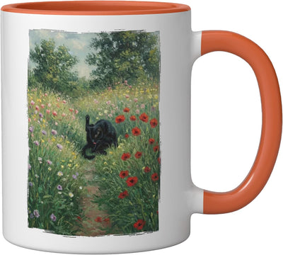 Taza Cerámica Arte Francés Floral Gato Vintage