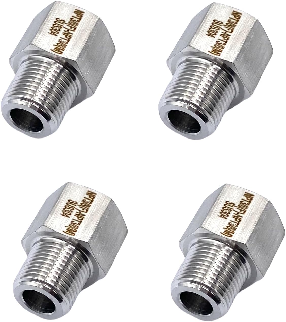 4 Adaptadores MNPT 3/8pulg Acero Inox Tubos Agua Aire