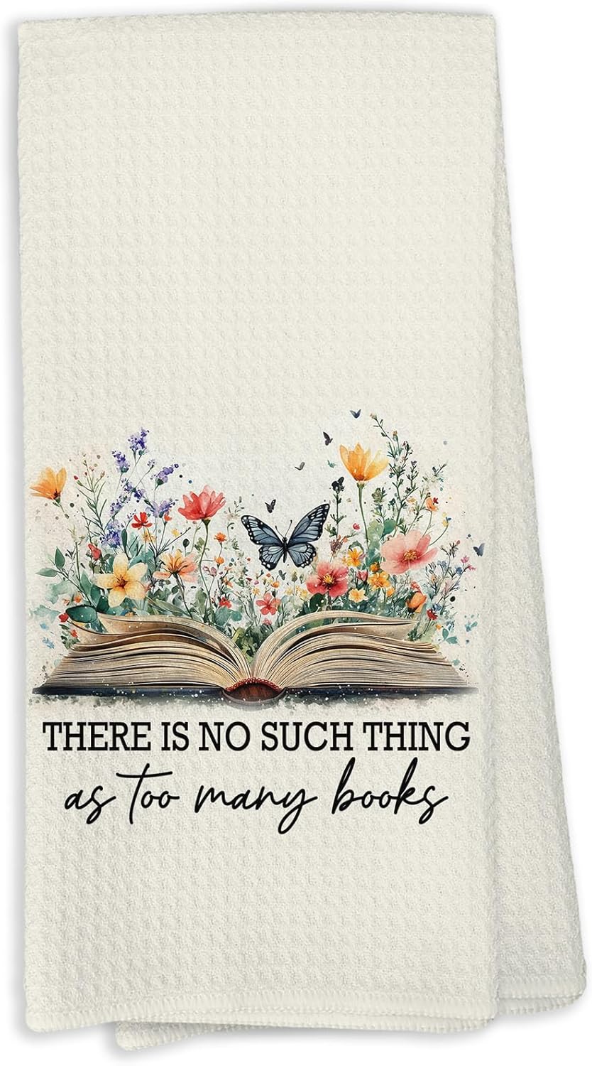 Toalla de cocina para amantes de los libros decorada con temática literaria
