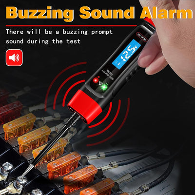 Probador voltaje auto 4-75V LCD sonido sonda fusible