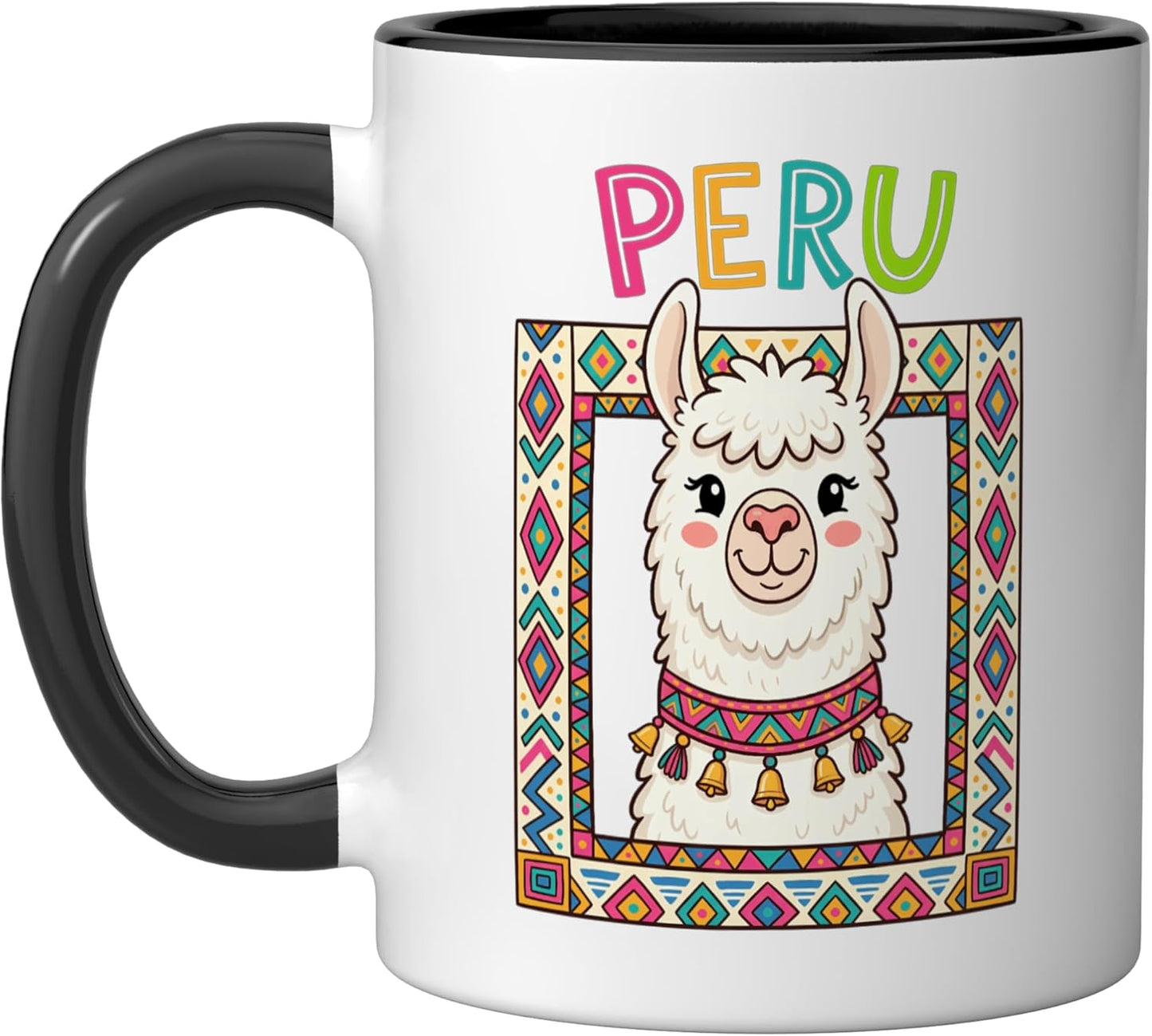 Taza Cerámica Llamas Perú Negro/Blanco