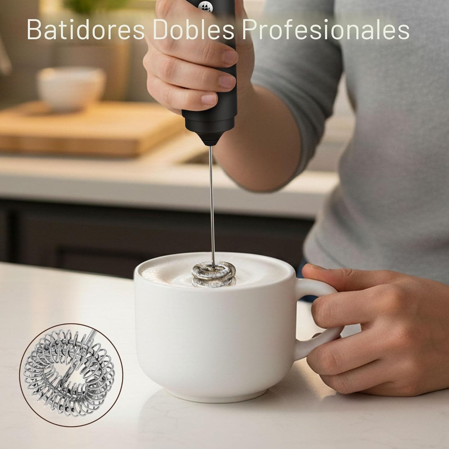 Espumador de leche recargable 2 en 1 para capuchino y latte