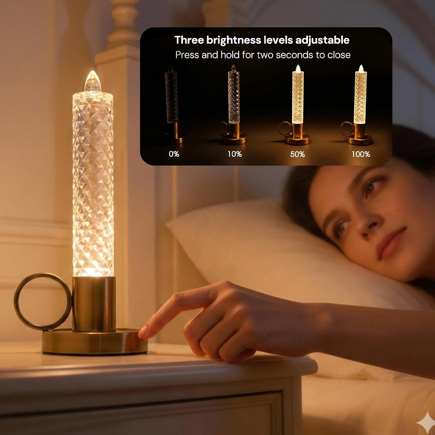 Velas falsas recargables 3 niveles brillo 3000K blanco suave