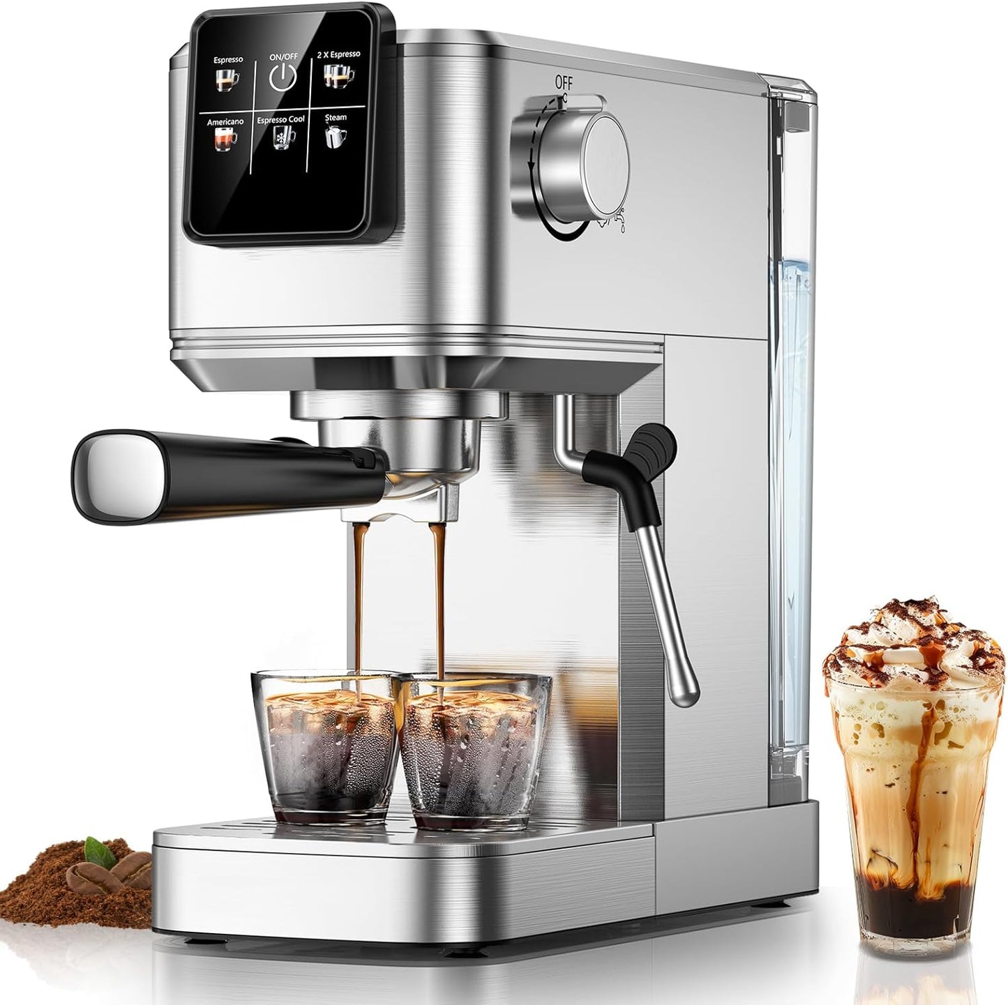 Cafetera Espresso 20 Bar Acero Inox Pantalla Táctil Espumador Leche