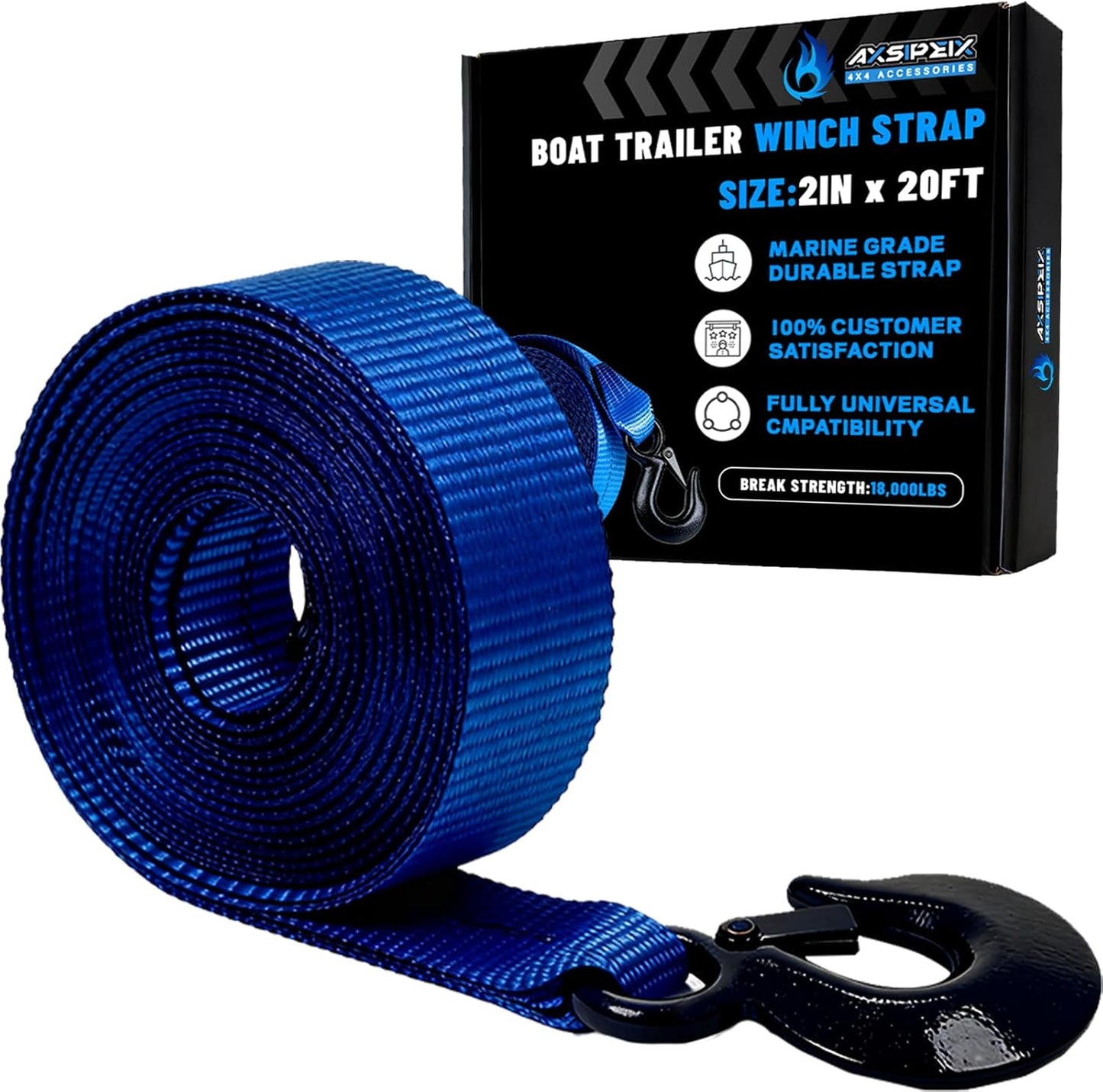 Correa cabrestante barco 2x20ft resistente con gancho