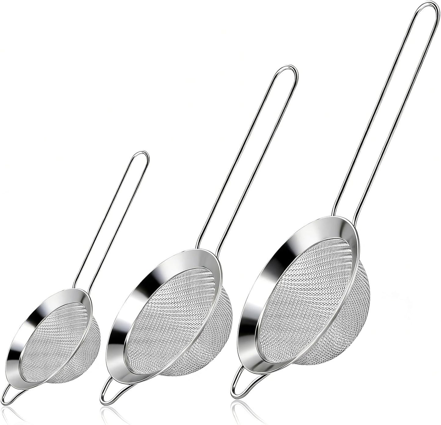 Juego de 3 coladores de acero inoxidable finos para cocina, té y cóctel