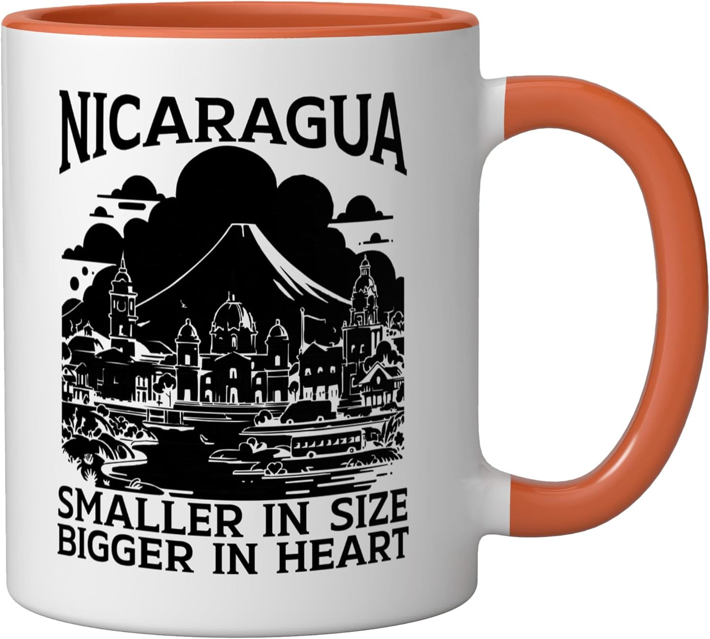 Taza Cerámica Bandera Nicaragua Orgullo Nacional Naranja Blanco
