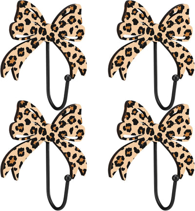 4 Ganchos Pared Lazo Leopardo Metal Decor Dormitorio