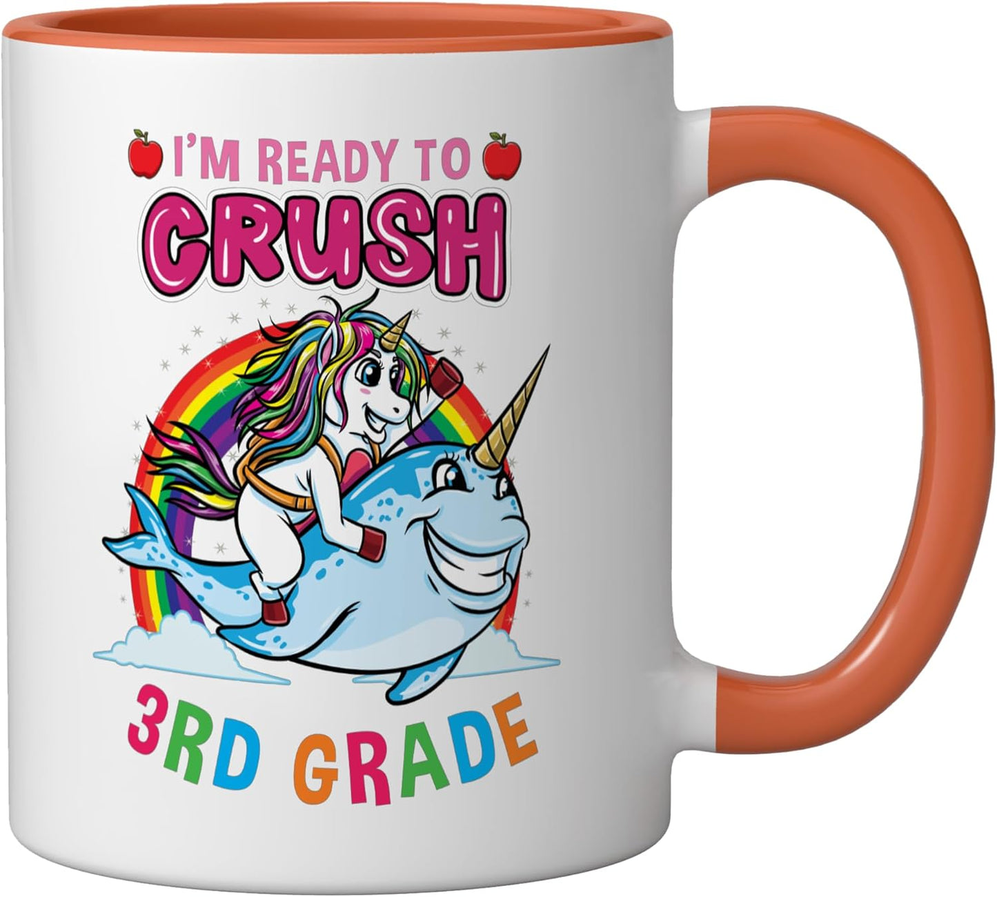 Taza Cerámica Unicornio Niña 3er Grado Naranja/Blanco