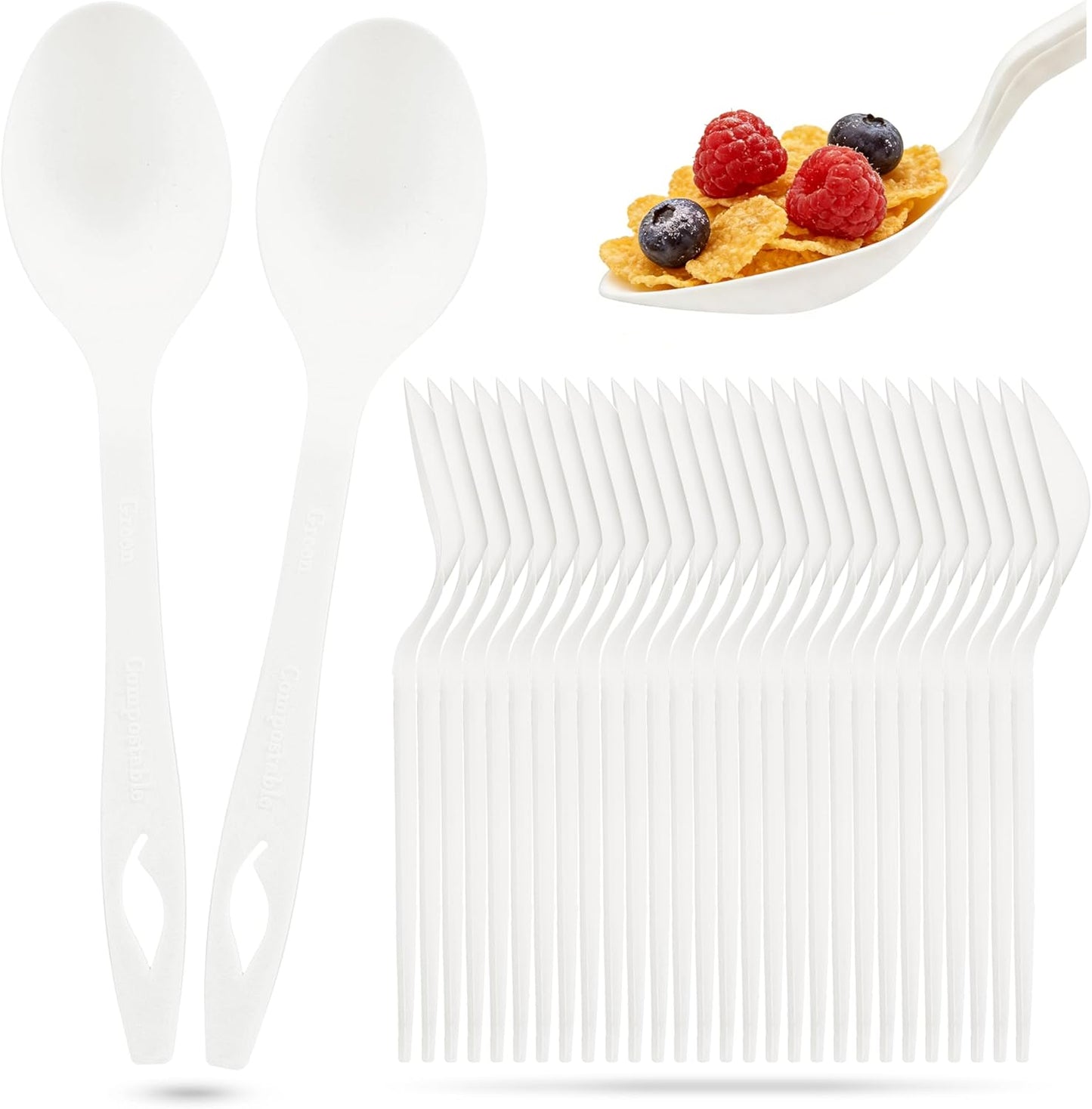 Cuchara PLA beige 6.71pulg multiuso sin gluten