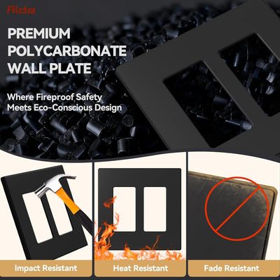 Placas decorativas interruptor tamaño mediano 2 bandas negro mate