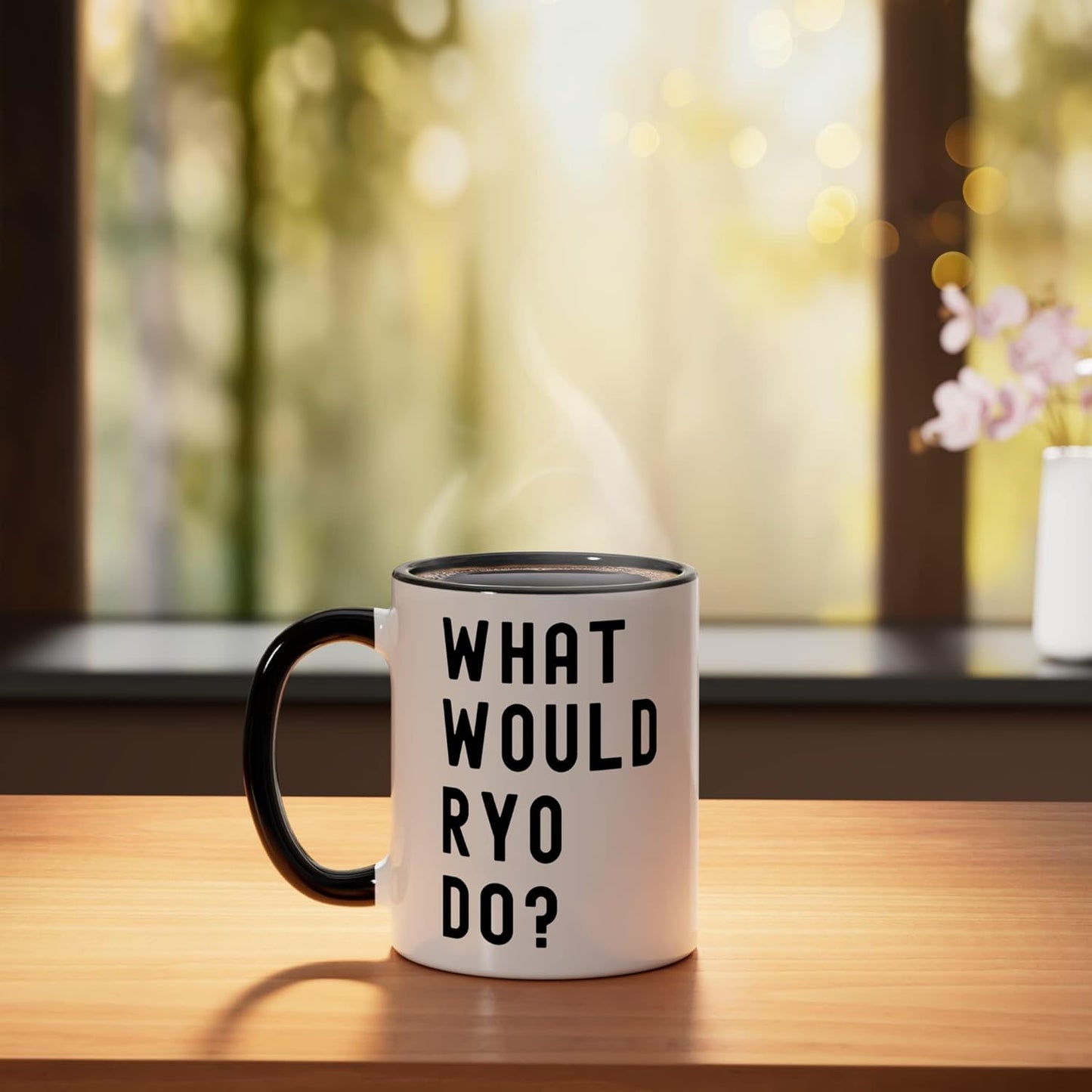 Taza de cerámica What Would Ryo Do? Negro/Blanco