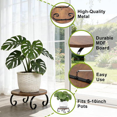Soporte plantas madera vintage para macetas 5-12pulg