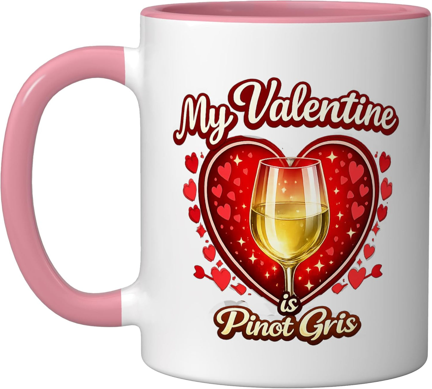 Taza de café cerámica Pinot Gris con corazones de San Valentín