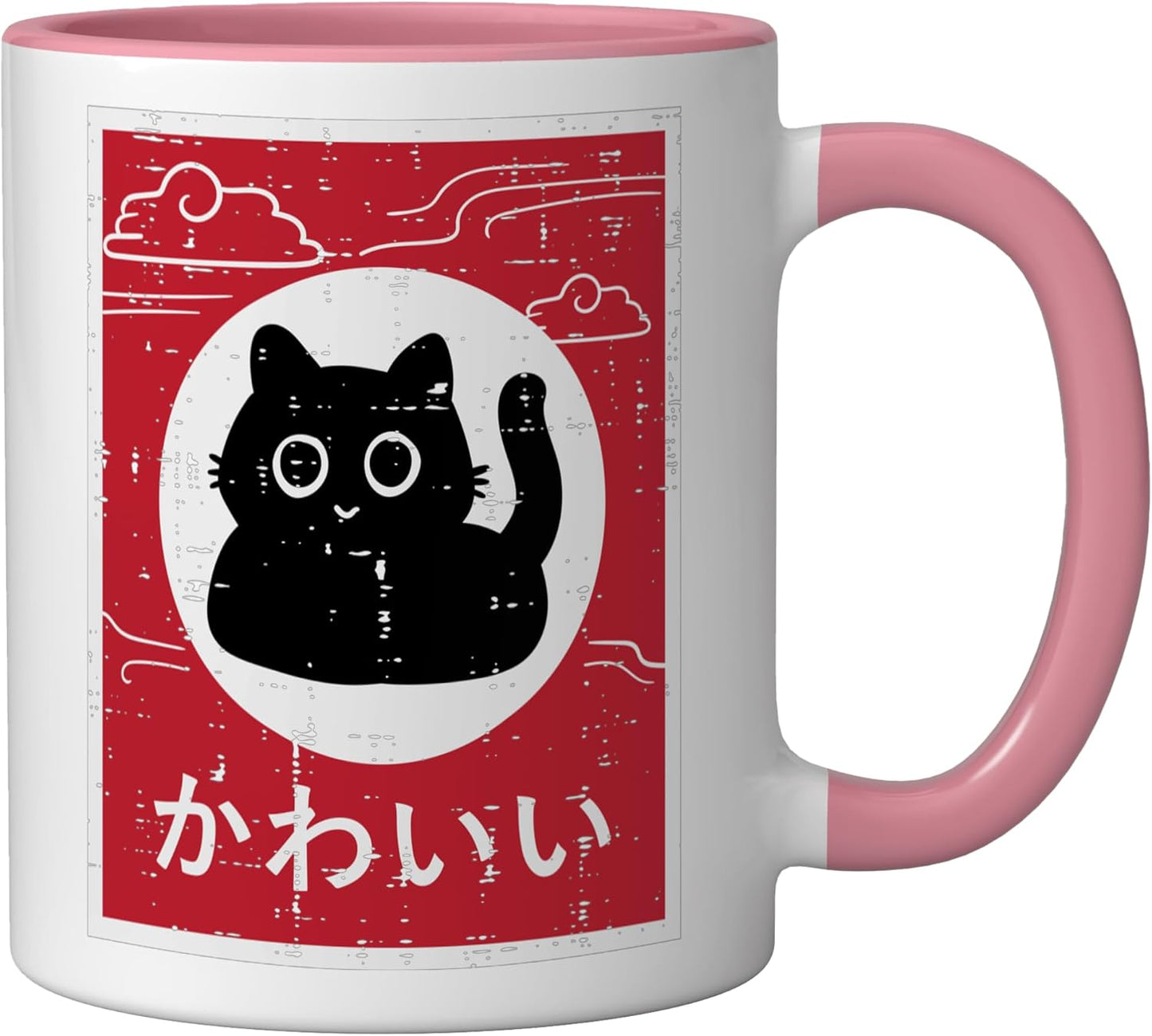 Taza cerámica Black Cat Japonesa con arte kawaii para niños y adultos