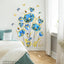 Adhesivos pared flores azules con mariposas para sala baño