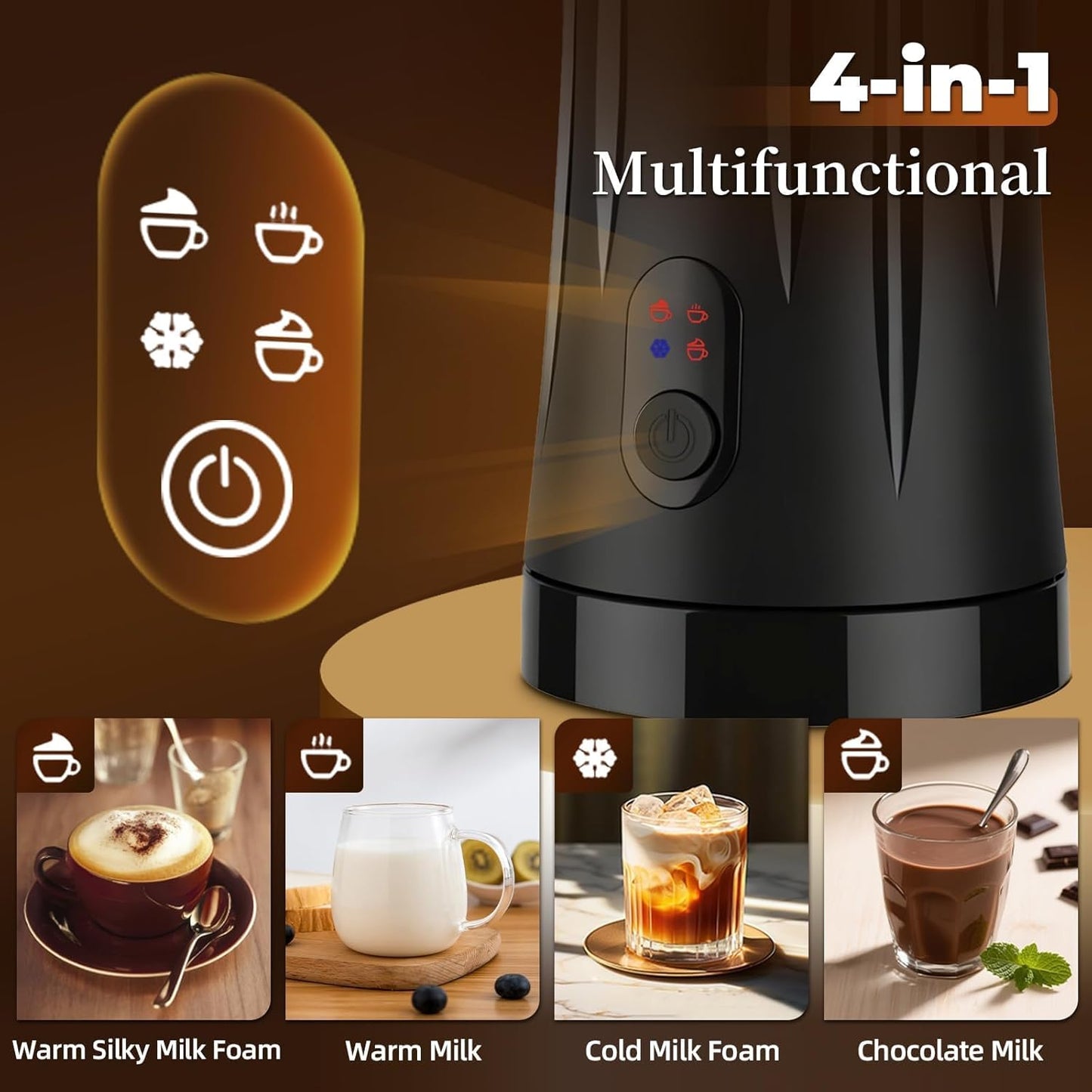Espumador de leche Liksiy 4 en 1 con vaporizador y función automática
