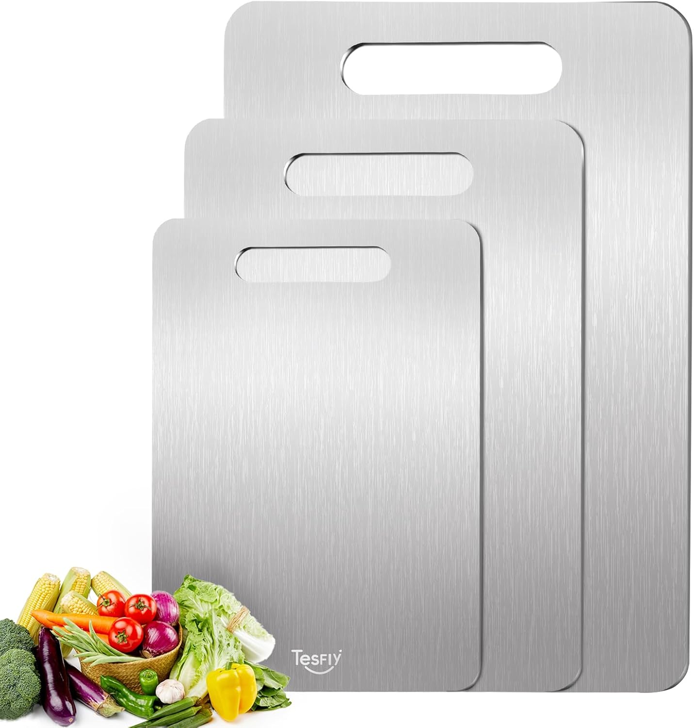 3 Pzas Tabla Cortar Titanio Grado Alimenticio Doble Cara