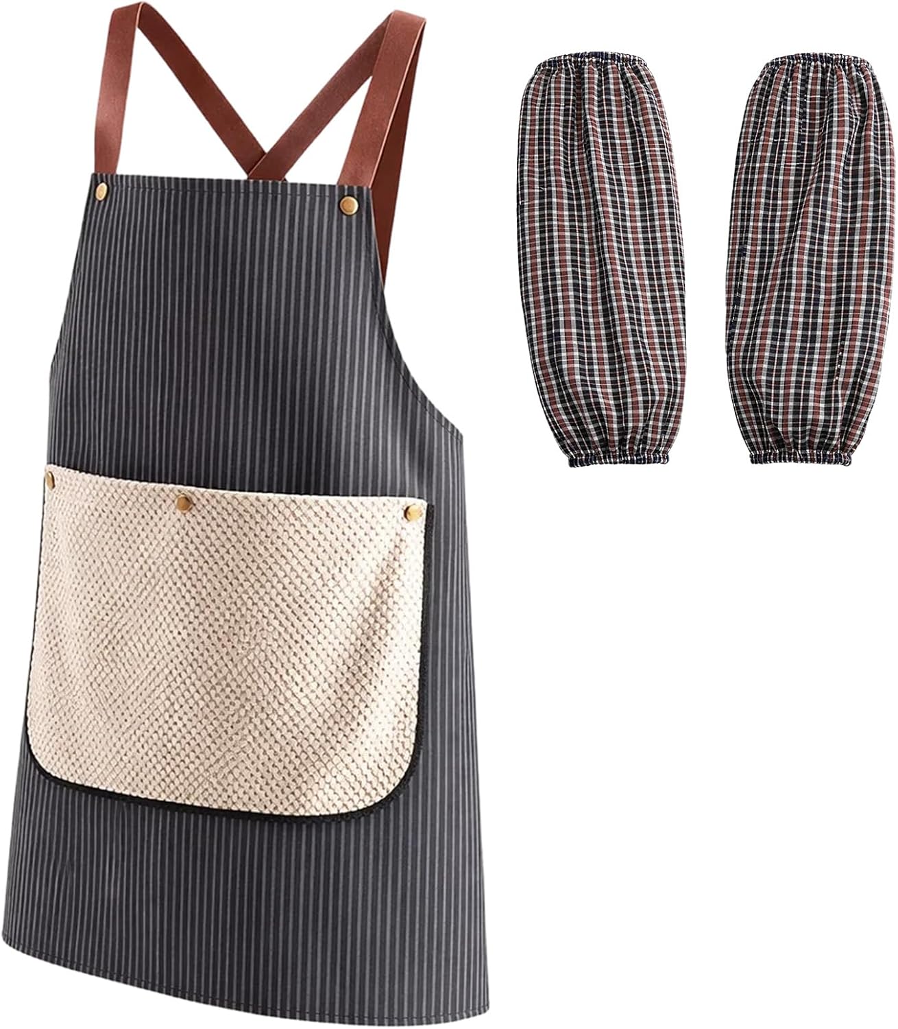 Delantal con toalla desmontable y bolsillos para cocina