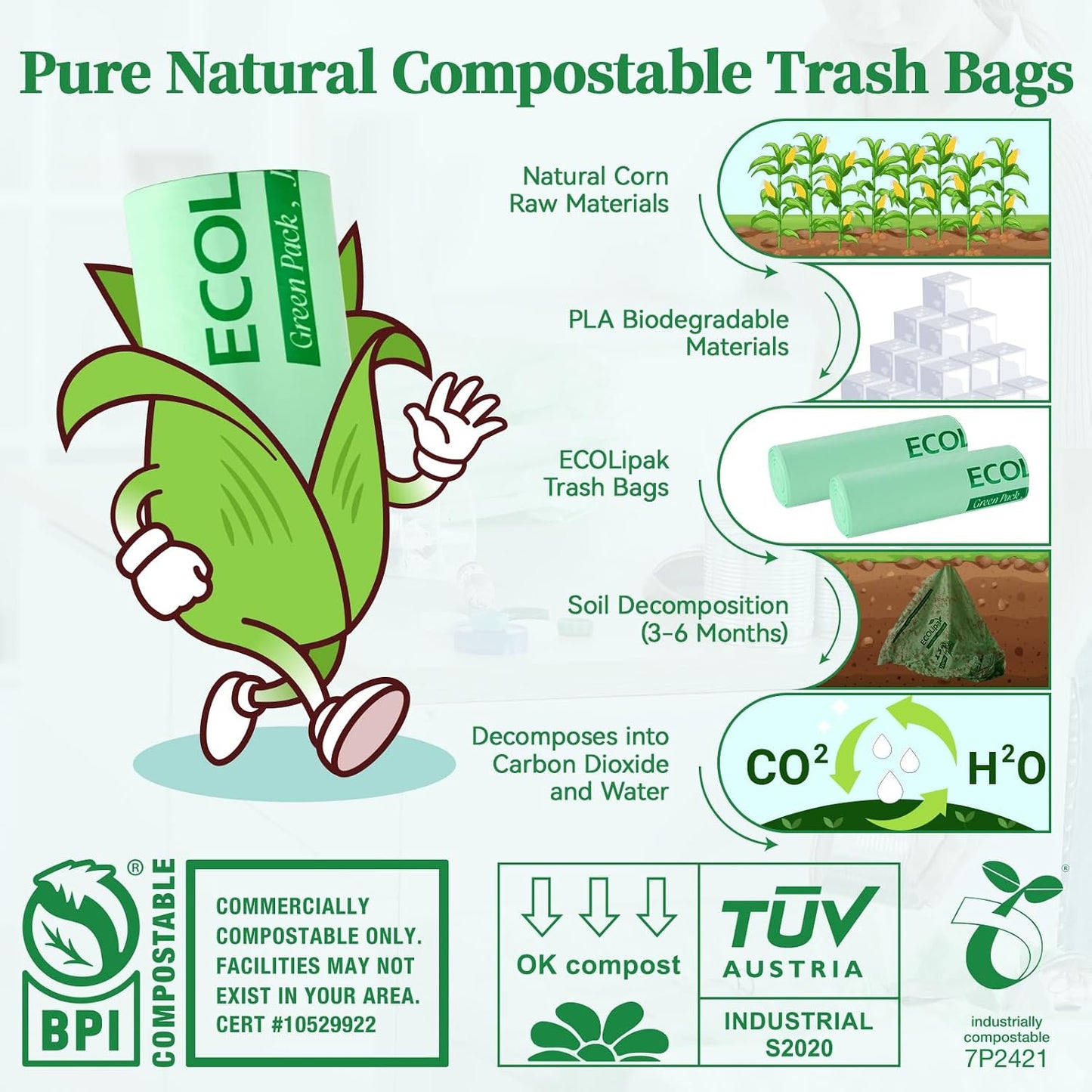 Bolsas compostables 55gal 12uds resistentes para exteriores