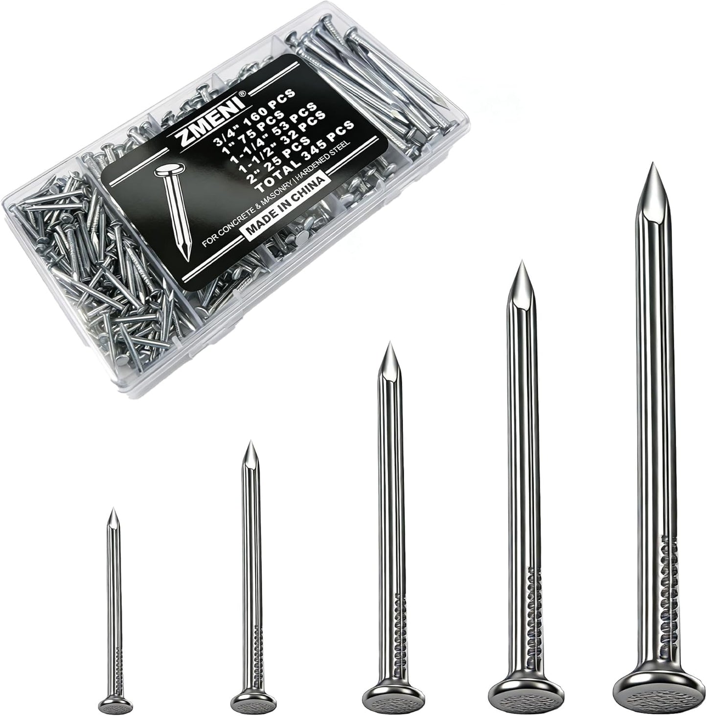 Uñas para colgar en concreto set 345 pzas 3/4-2pulg galvanizado